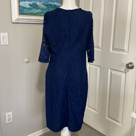 Floral lace retro fitted cocktail pencil dress - Picture 4 of 4